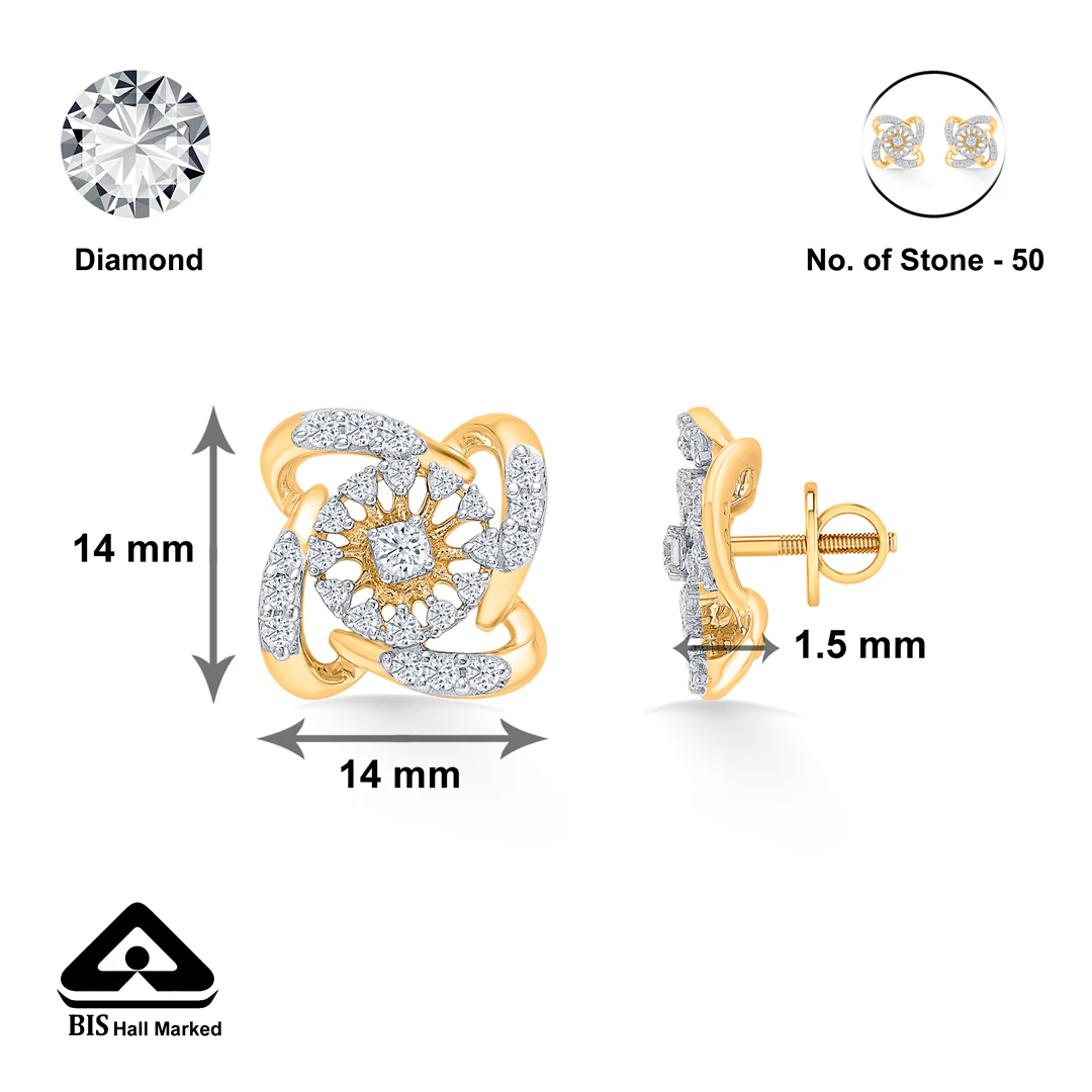 Twilily Spark Gold & Diamond Earring - Image 4