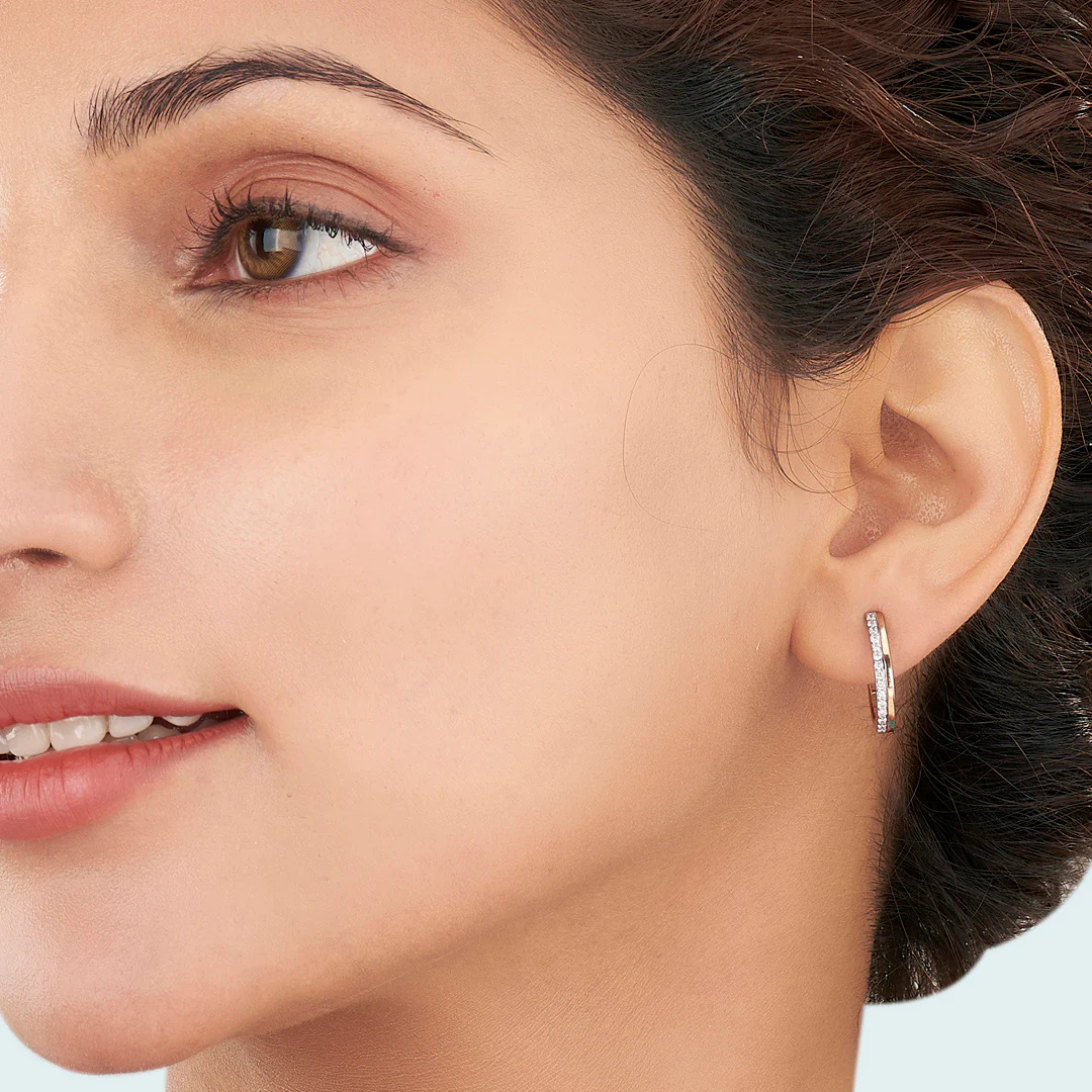 Twin Strand Gold Stud Diamond Earring for Women - Image 2