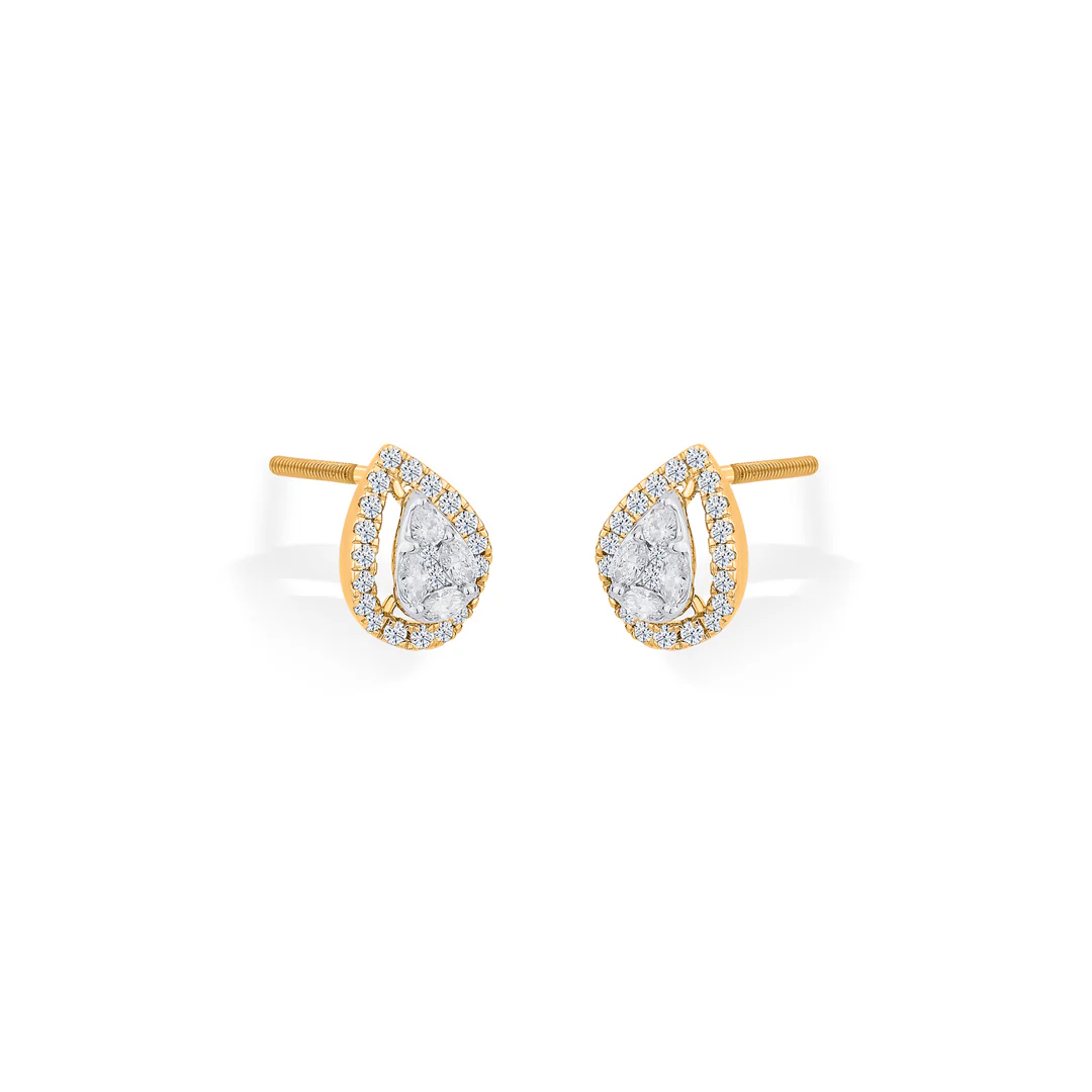 Twinkling Dewdrop Gold Stud Diamond Earring for Women - Image 3