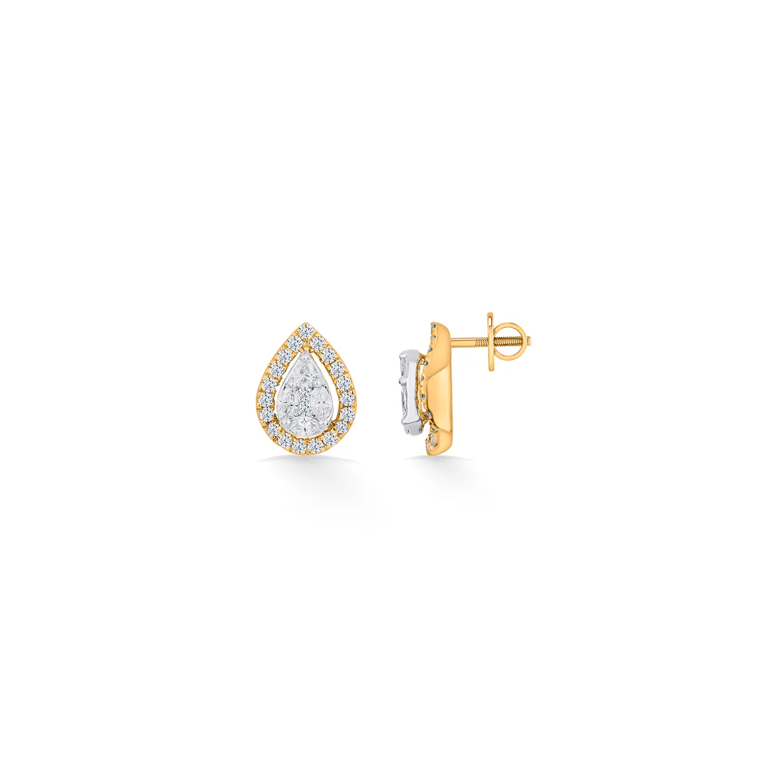 Twinkling Dewdrop Gold Stud Diamond Earring for Women - Image 4