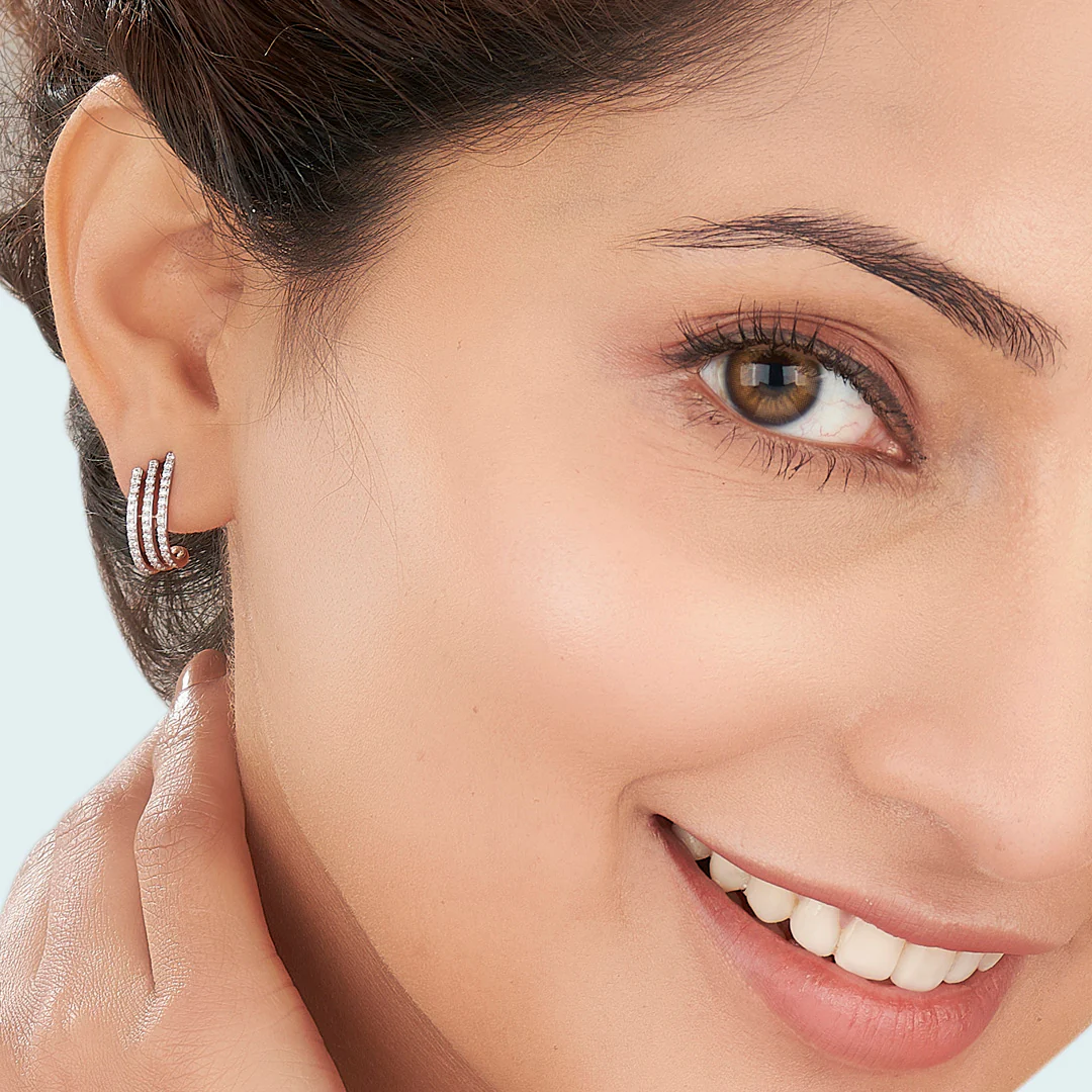 Twinkling Threads Rose Gold Hoops & Huggies Earring for Women - Image 2