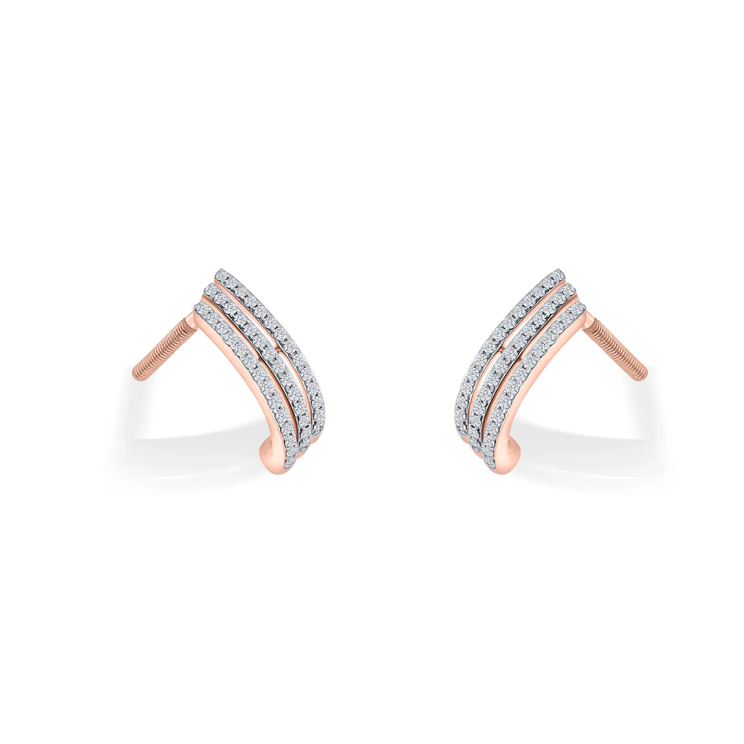 Twinkling Threads Rose Gold Hoops & Huggies Earring for Women - Image 3