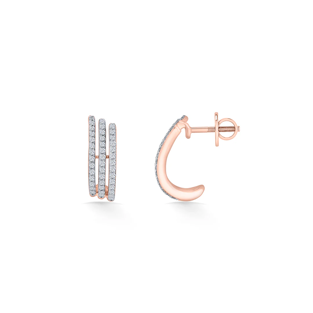 Twinkling Threads Rose Gold Hoops & Huggies Earring for Women - Image 4