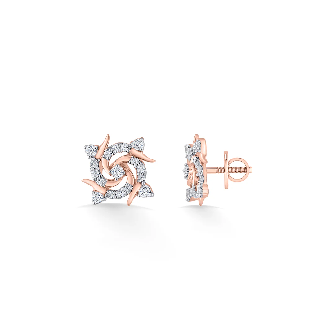 Twirl Spark Rose Gold Stud Diamond Earring For Women - Image 4