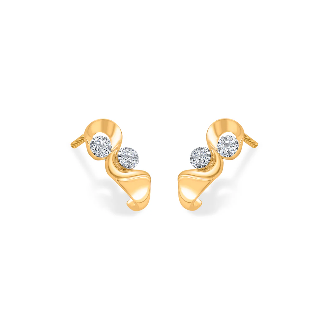 Twist Aura Gold Huggies Earring - Image 3