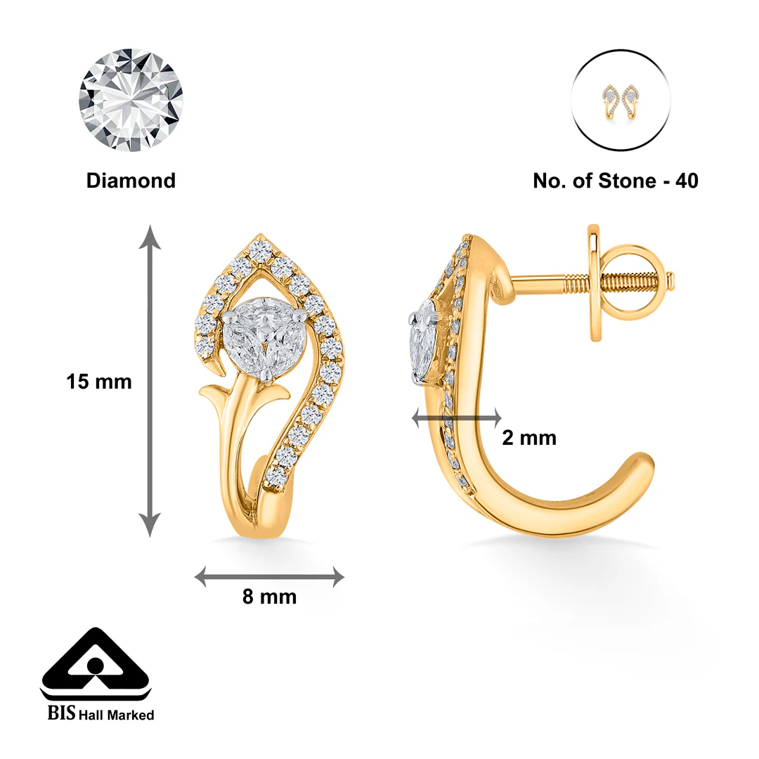 Twist Bloom Yellow Gold Hoops & Huggies Earring for Women - Image 5