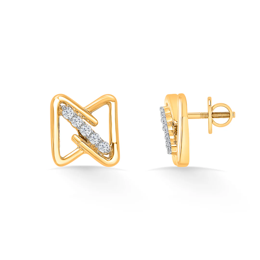 Urban Gold & Diamond Earring For Women - Image 3