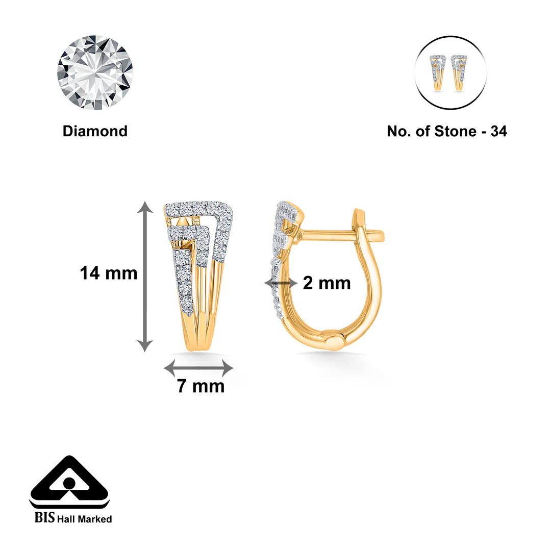 Urban Shikha Gold & Diamond Hoops & Huggies Earring - Image 4