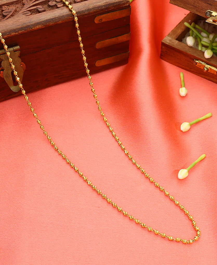 Vedic Grace Vertical Yellow Gold Traditional Necklace For Women