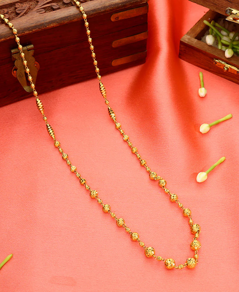 Vedic Grace Vertical Yellow Gold Traditional Necklace For Women - Image 7