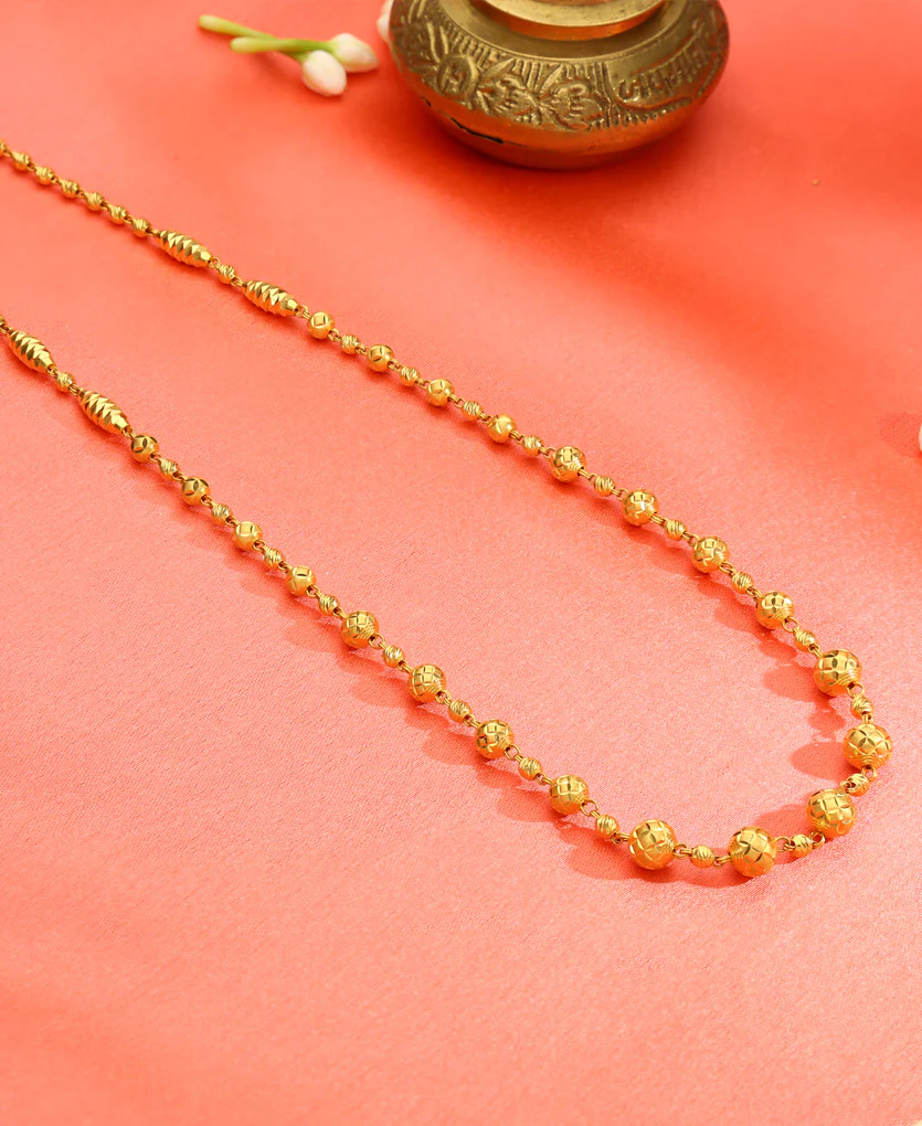 Vedic Grace Vertical Yellow Gold Traditional Necklace For Women - Image 8