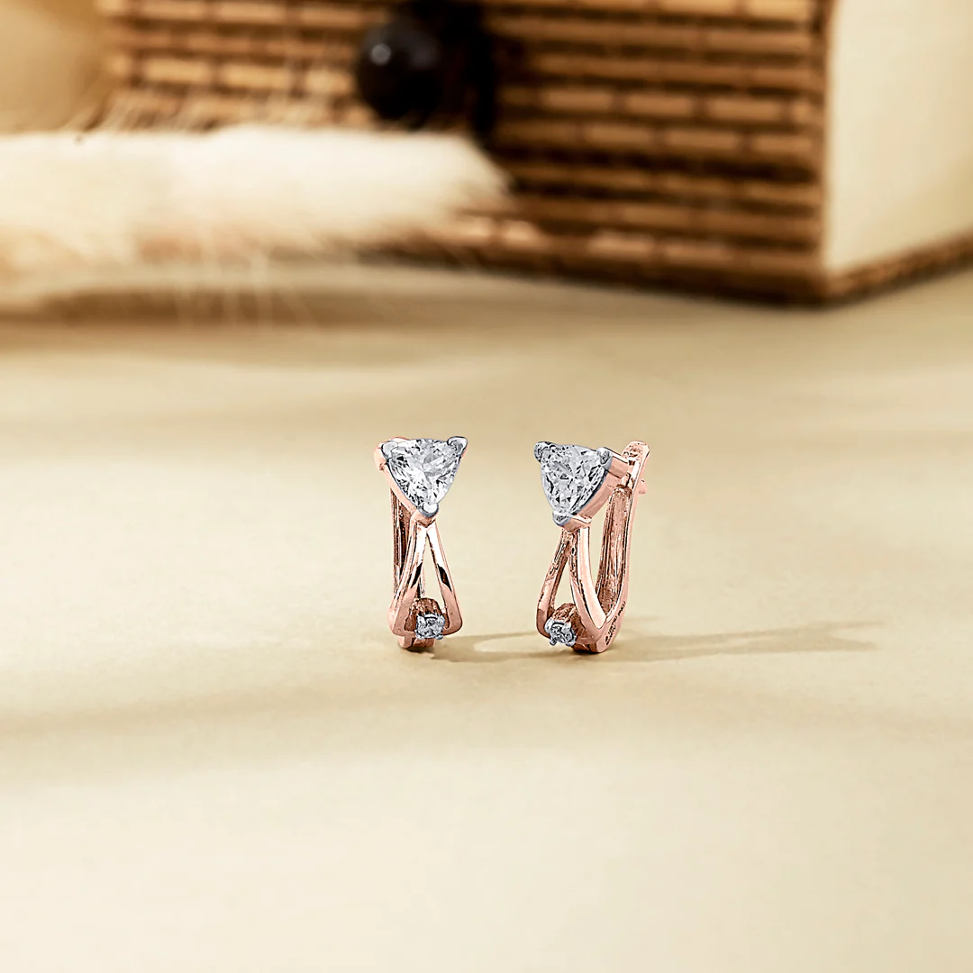 Vertex Shine Gold Hoops & Huggies Earring For Women