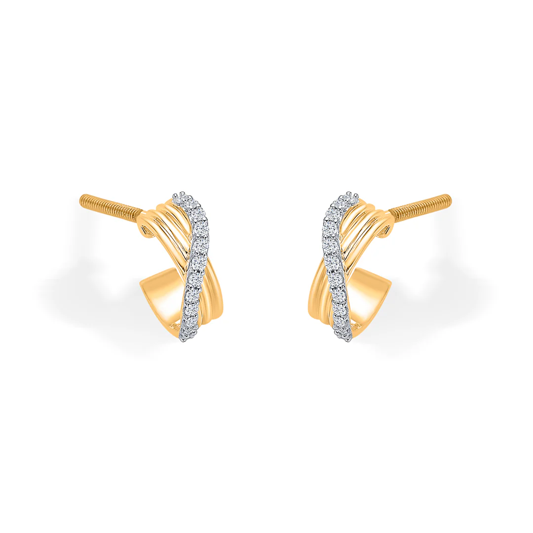Vervena Twist Gold & Diamond Earring - Image 3