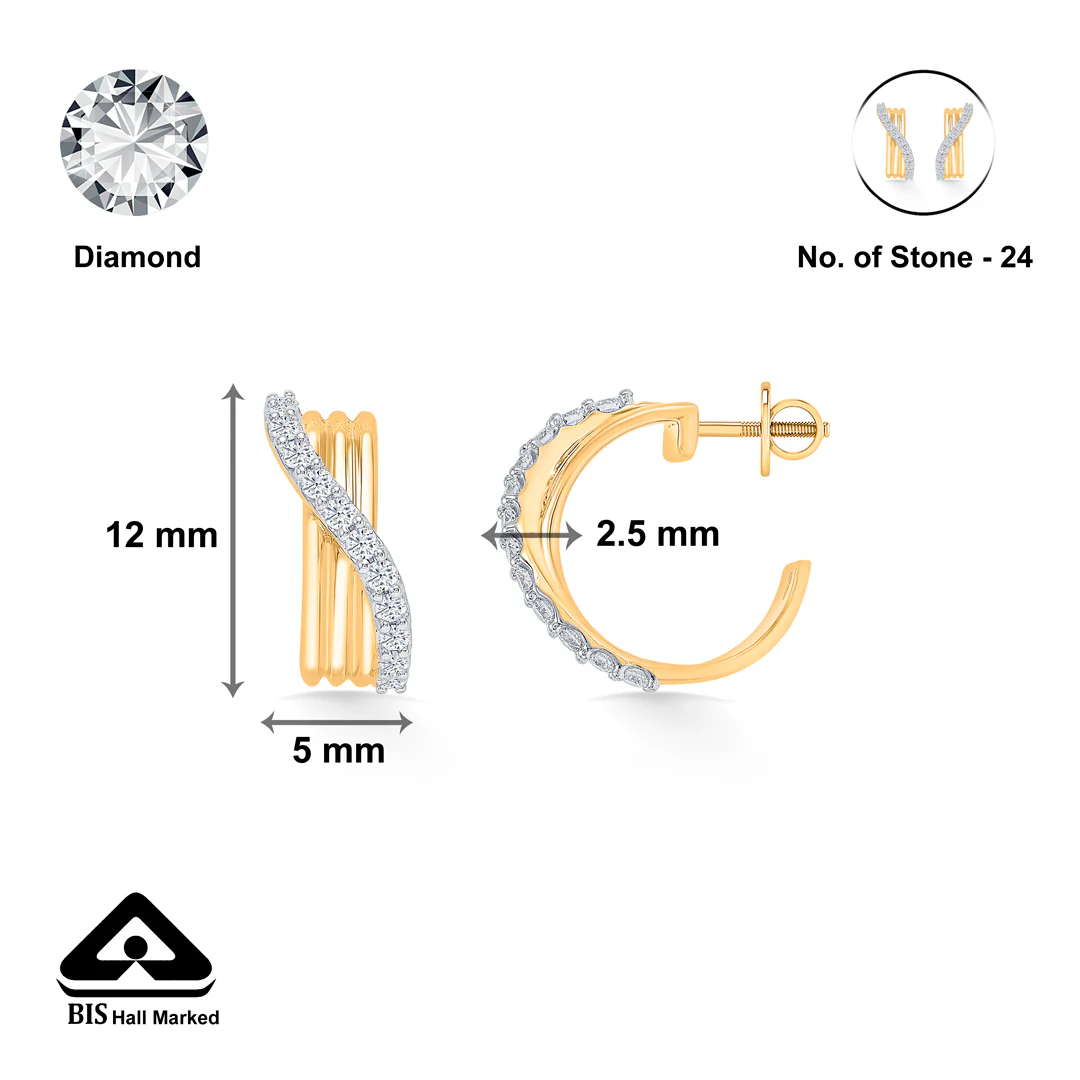 Vervena Twist Gold & Diamond Earring - Image 4