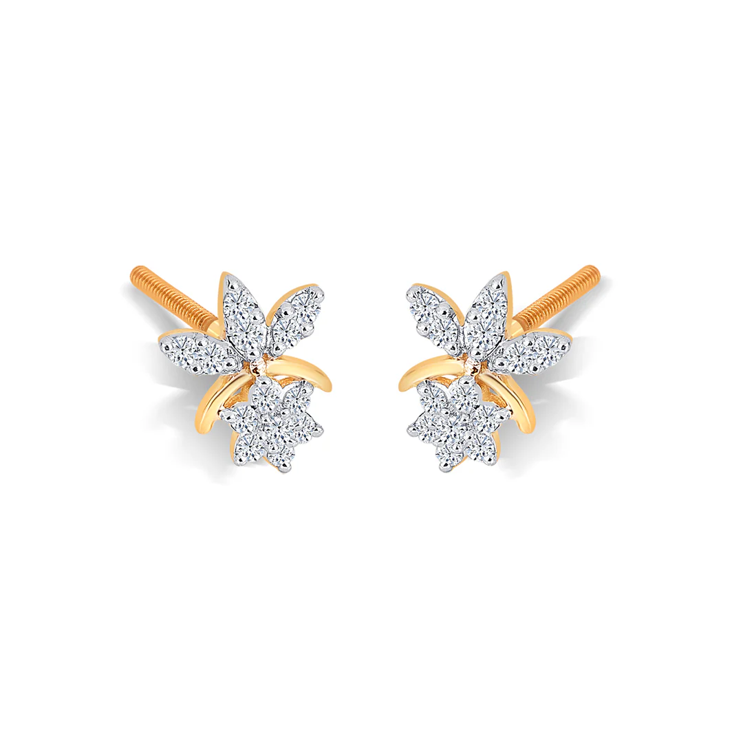 Vineyard Yellow Gold & Diamond Stud Earring For Women - Image 3