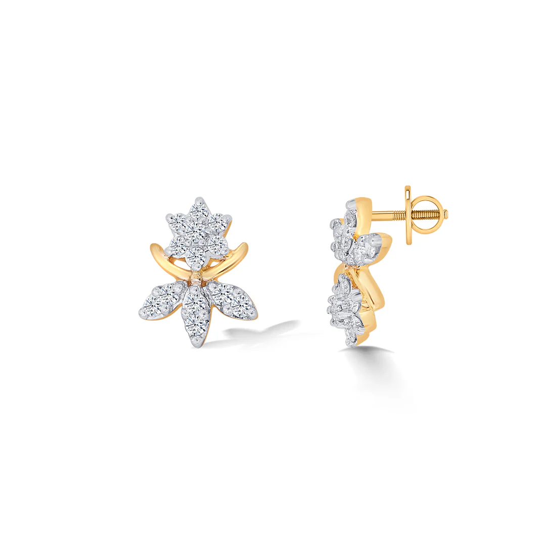 Vineyard Yellow Gold & Diamond Stud Earring For Women - Image 4