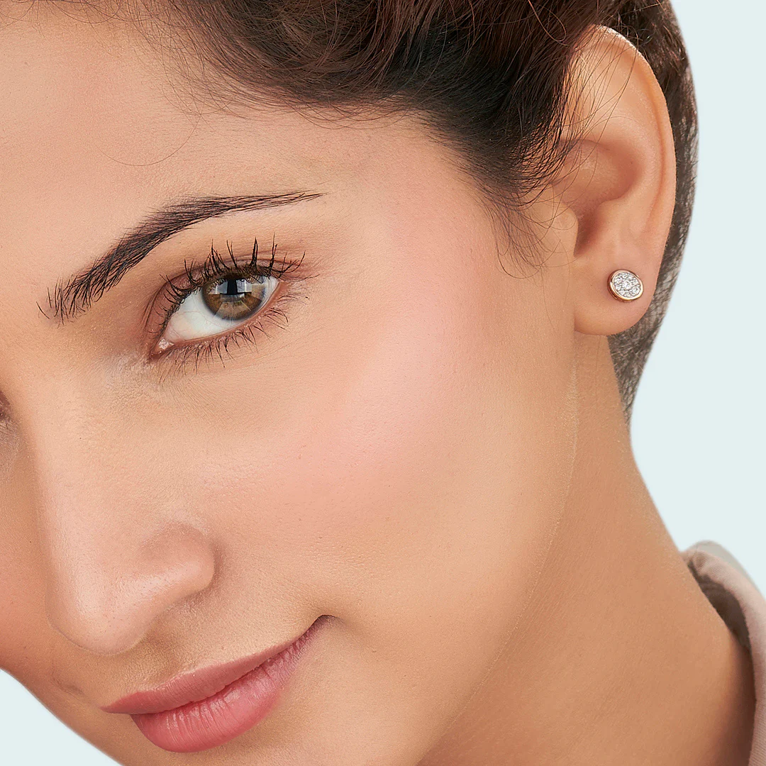 Vintage Glow Rose Gold Stud Diamond Earring For Women - Image 2