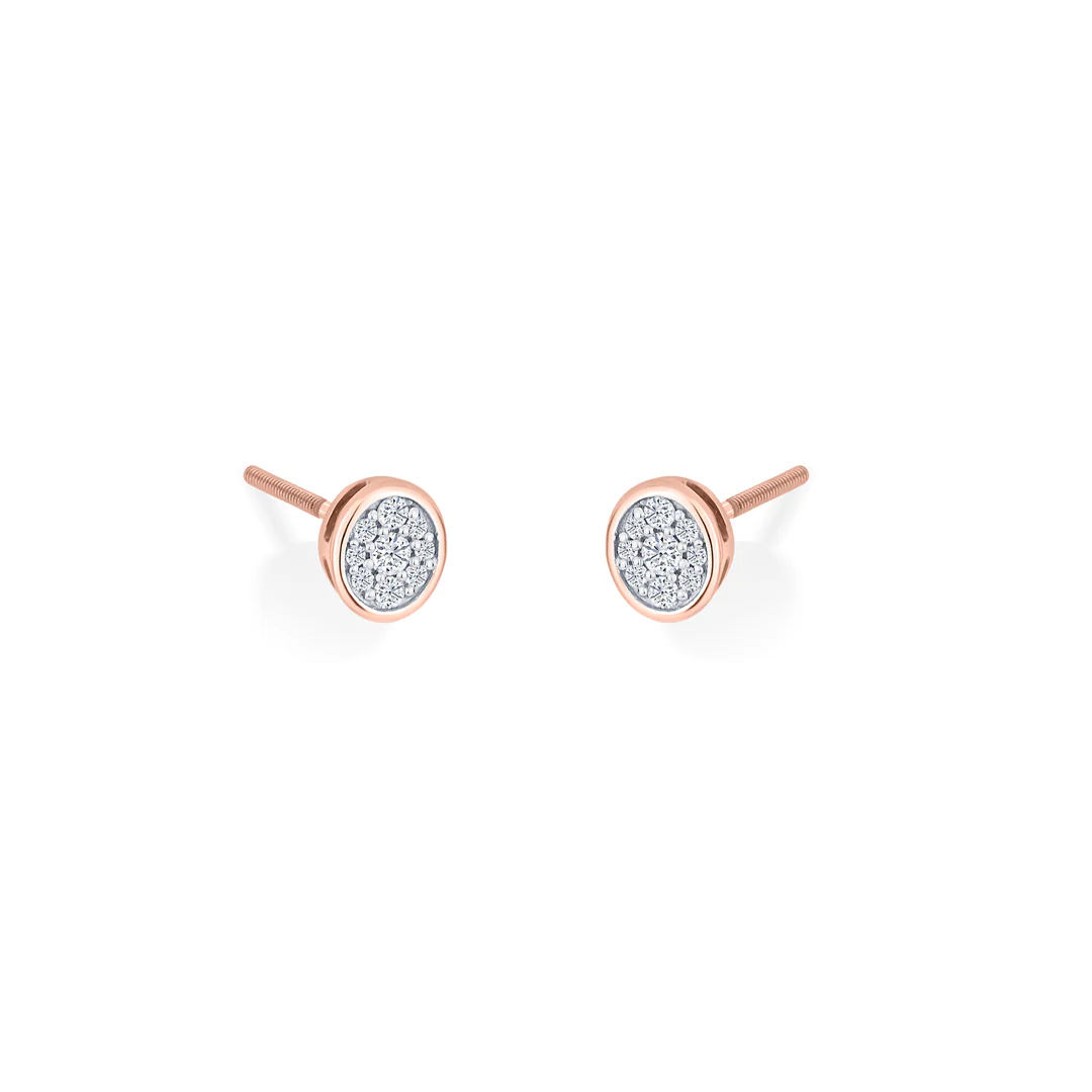 Vintage Glow Rose Gold Stud Diamond Earring For Women - Image 3