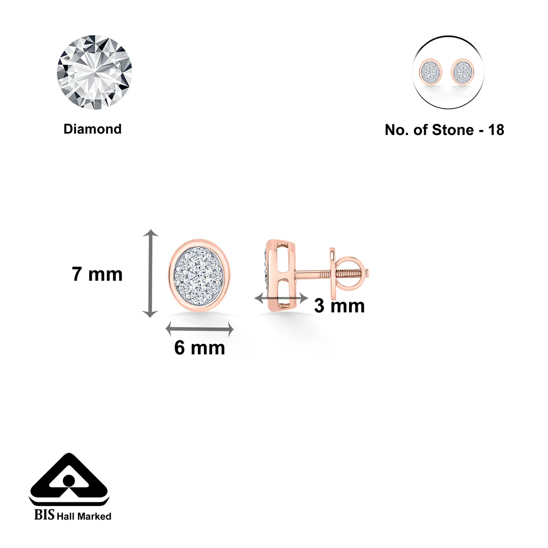 Vintage Glow Rose Gold Stud Diamond Earring For Women - Image 5