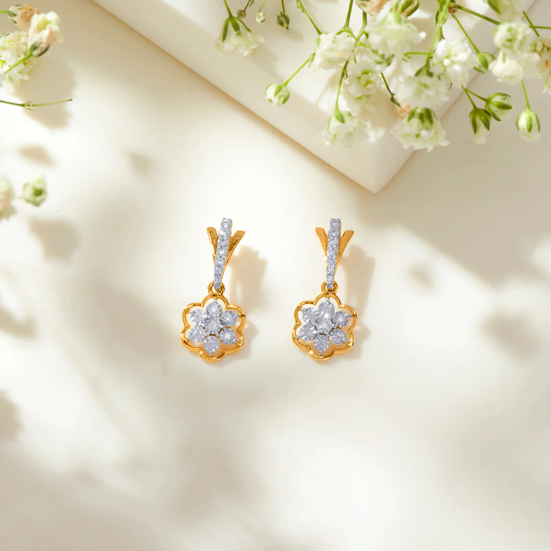 Vivid Bloom Gold Dangler Earring For Women