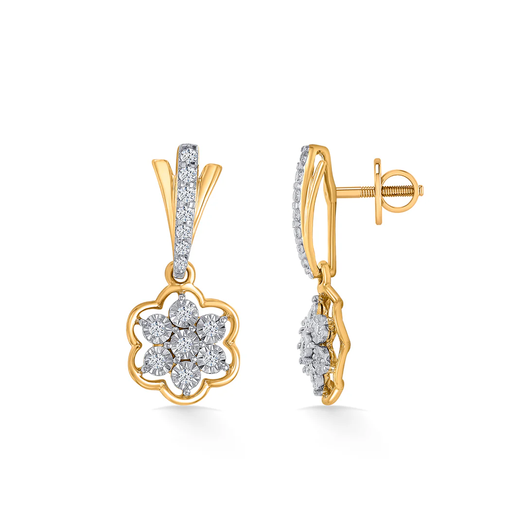 Vivid Bloom Gold Dangler Earring For Women - Image 3