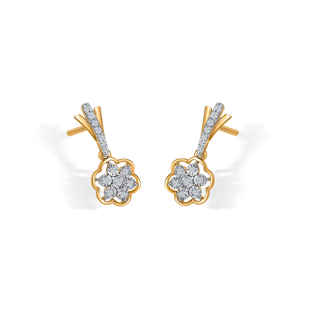 Vivid Bloom Gold Dangler Earring For Women - Image 4