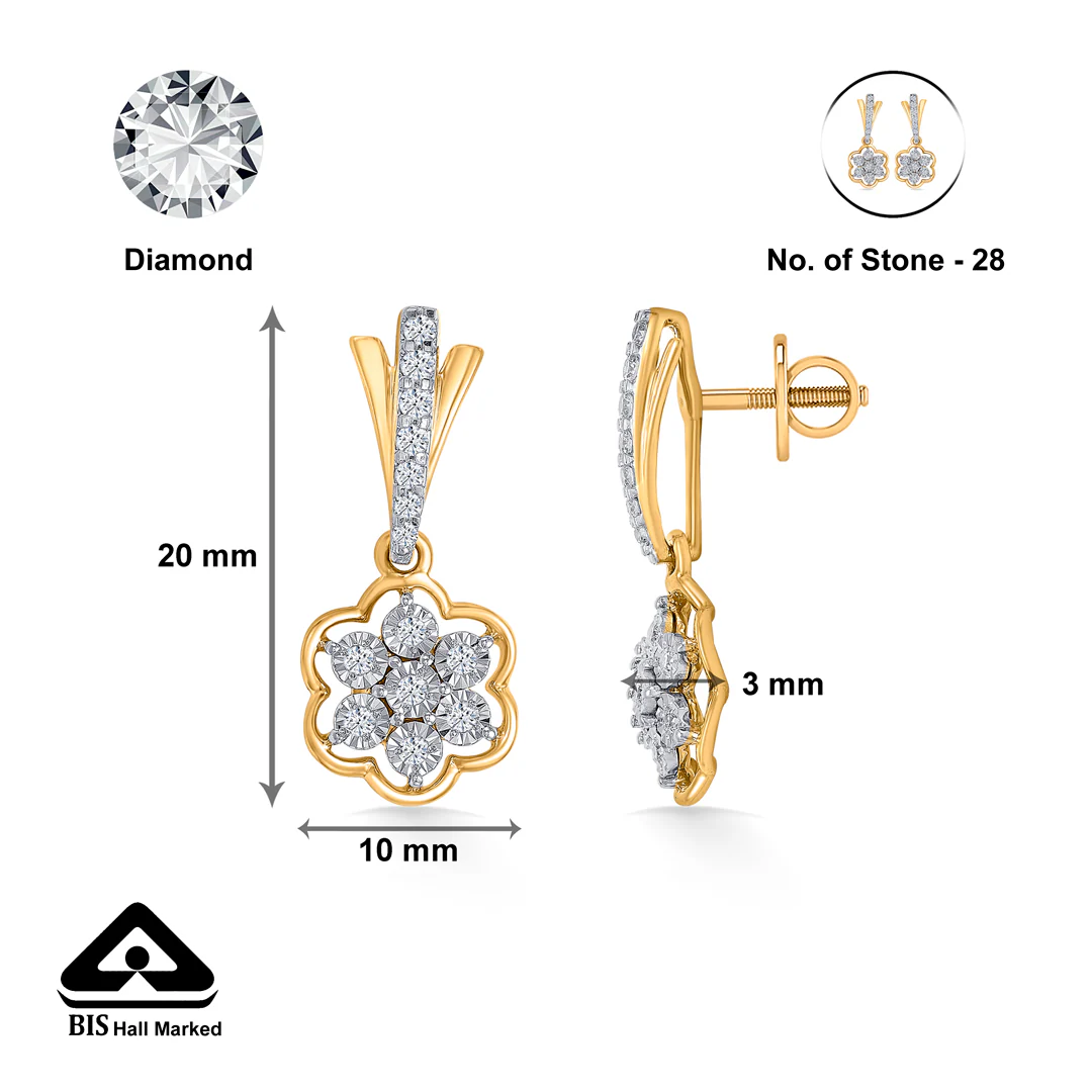 Vivid Bloom Gold Dangler Earring For Women - Image 5