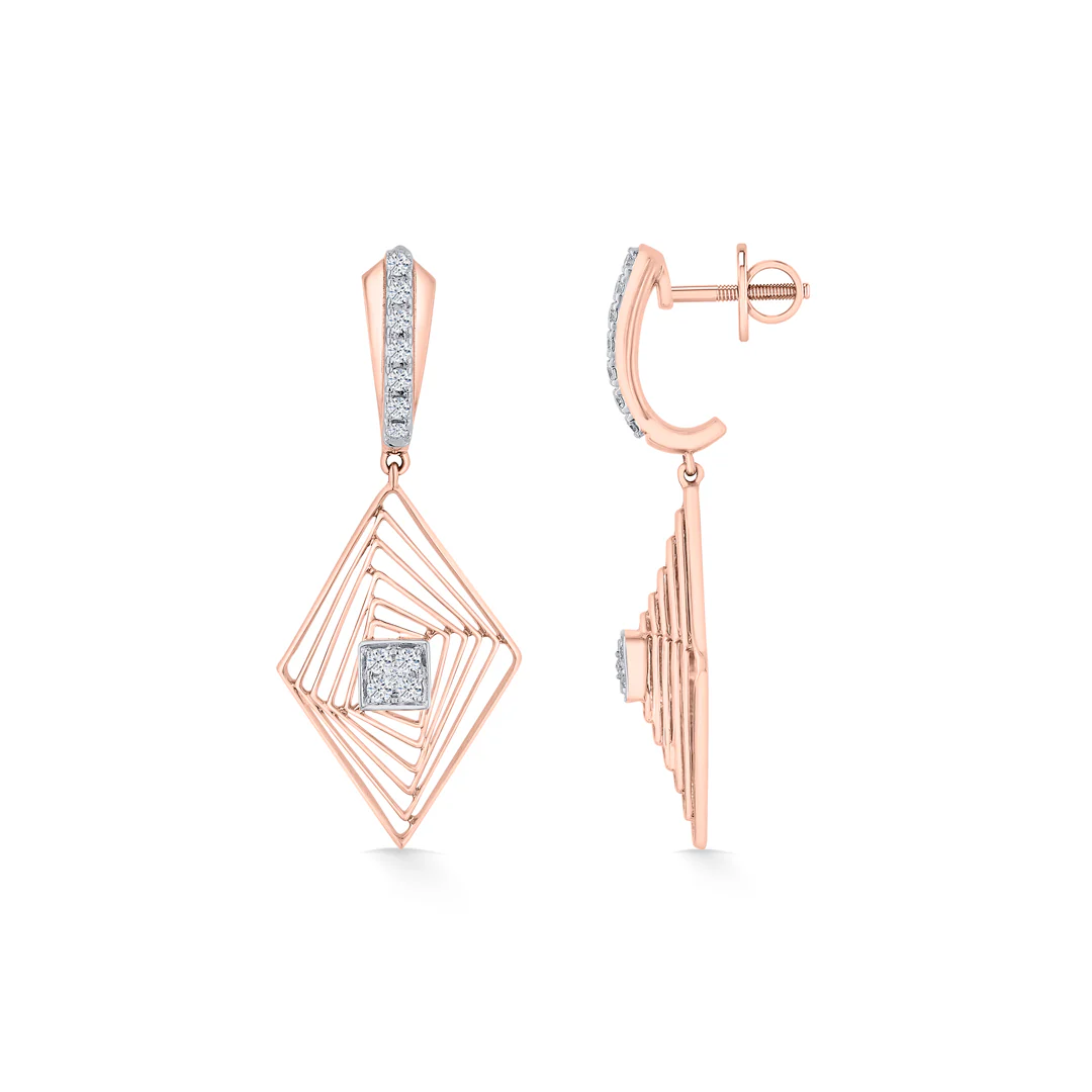 Vortex Glint Gold Stud Diamond Earring - Image 3