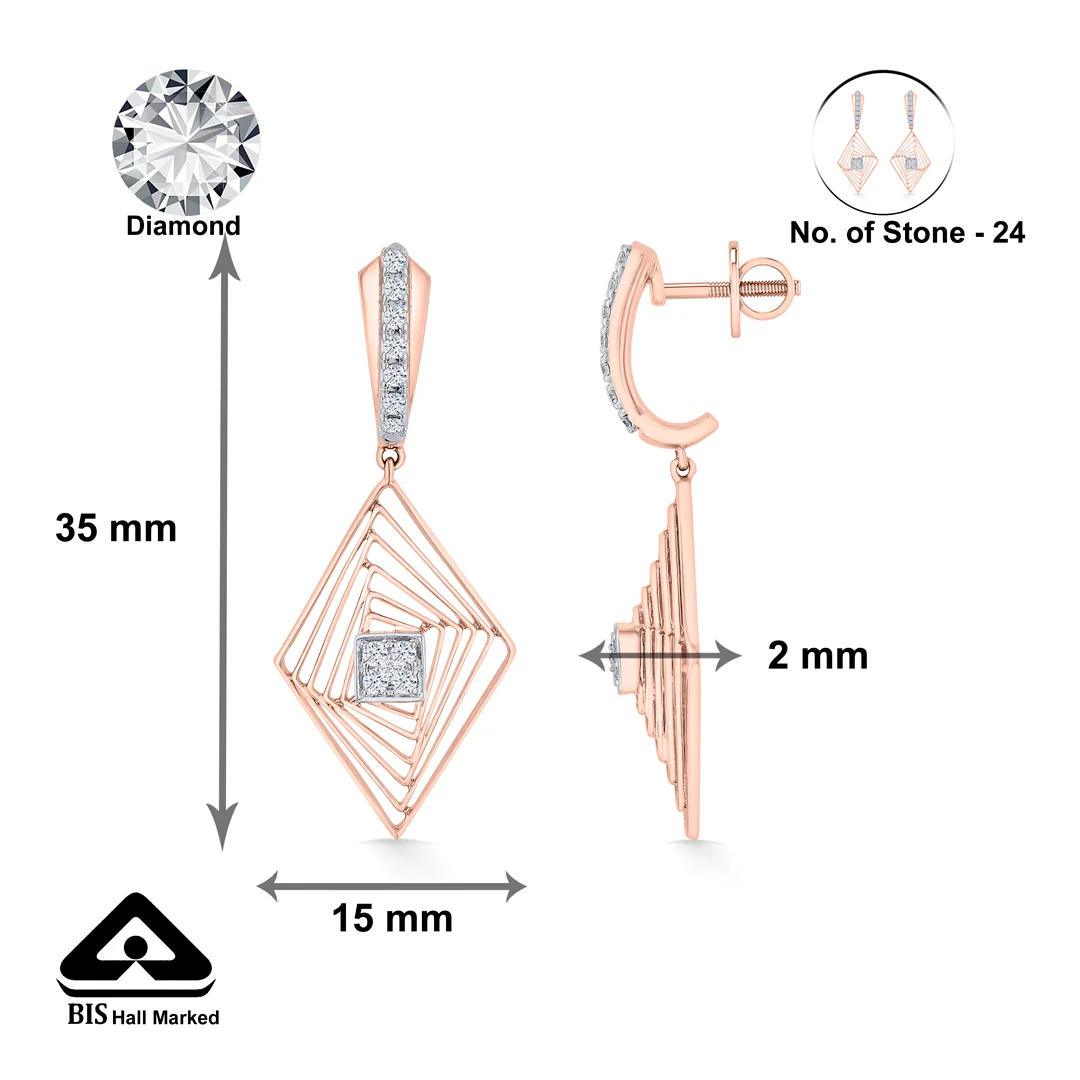 Vortex Glint Gold Stud Diamond Earring - Image 4