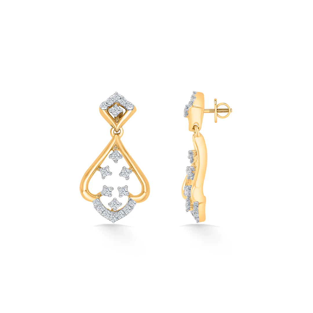 Vortex Gold & Diamond Drops & Dangler Earring For Women - Image 4