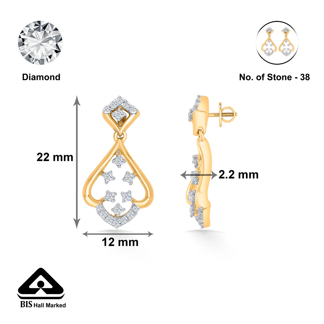 Vortex Gold & Diamond Drops & Dangler Earring For Women - Image 5