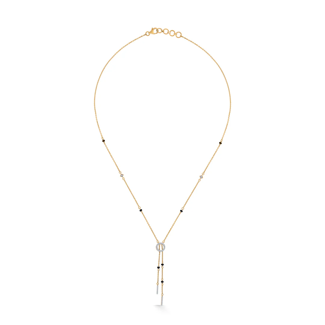 Whimsical String Gold & Diamond Modern Mangalsutra for Women - Image 3