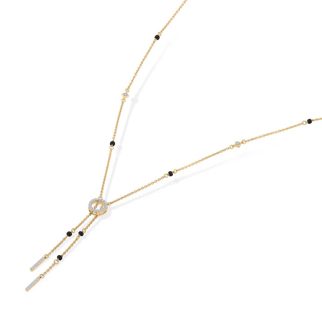 Whimsical String Gold & Diamond Modern Mangalsutra for Women - Image 4