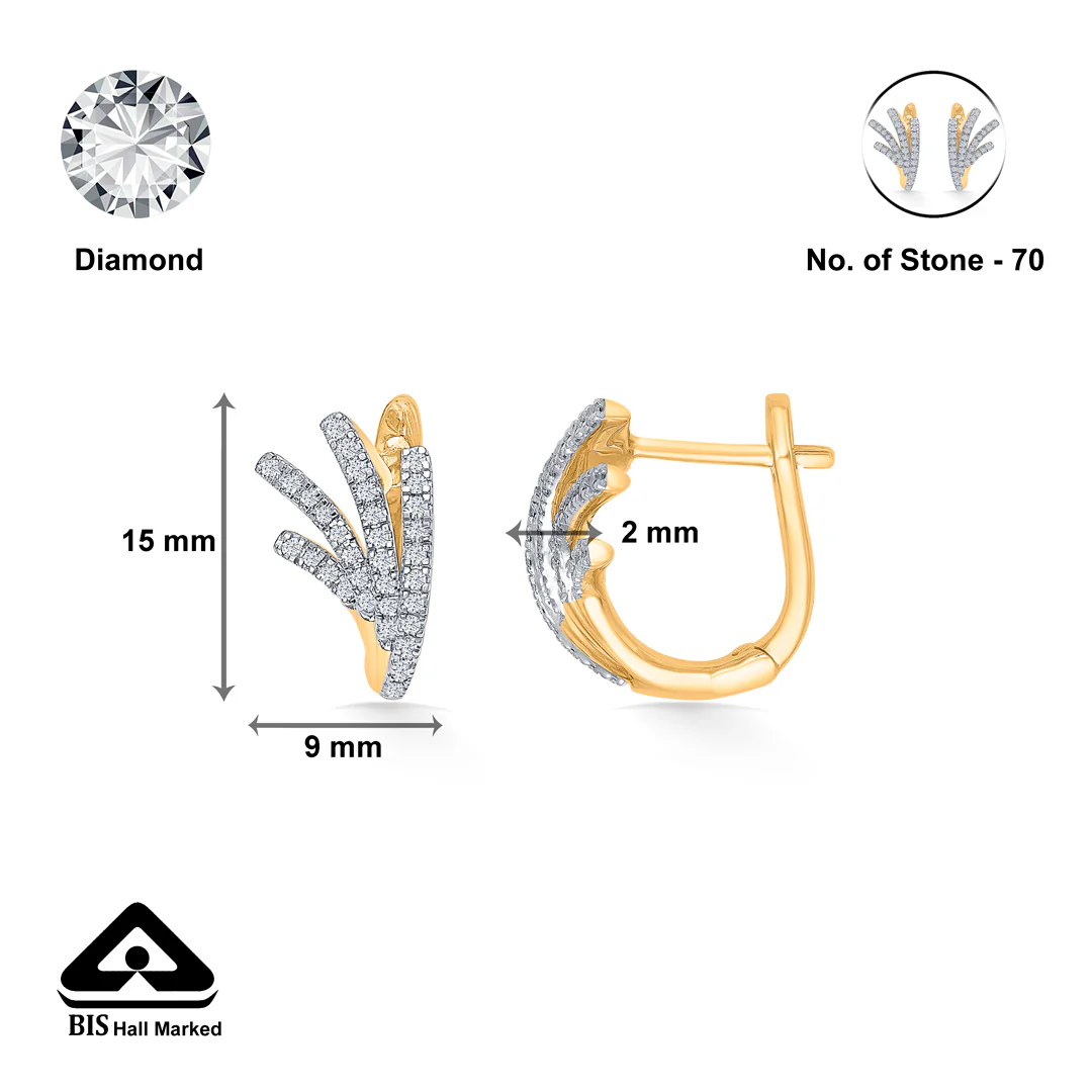 Whimsy Gold & Diamond Hoops & Huggies Earring For Women - Image 5