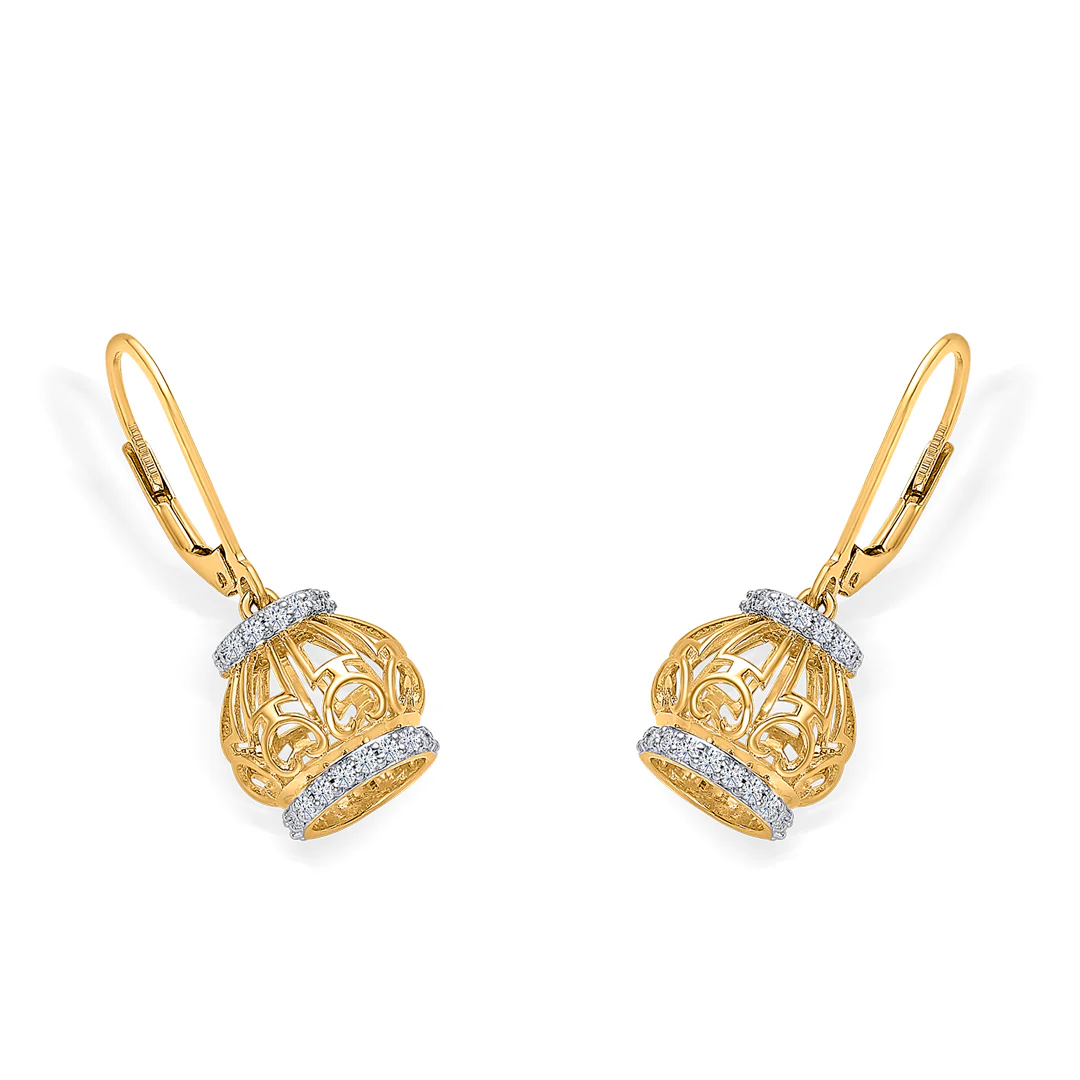Whirl Bloom Gold & Diamond Jhumka Earring - Image 2