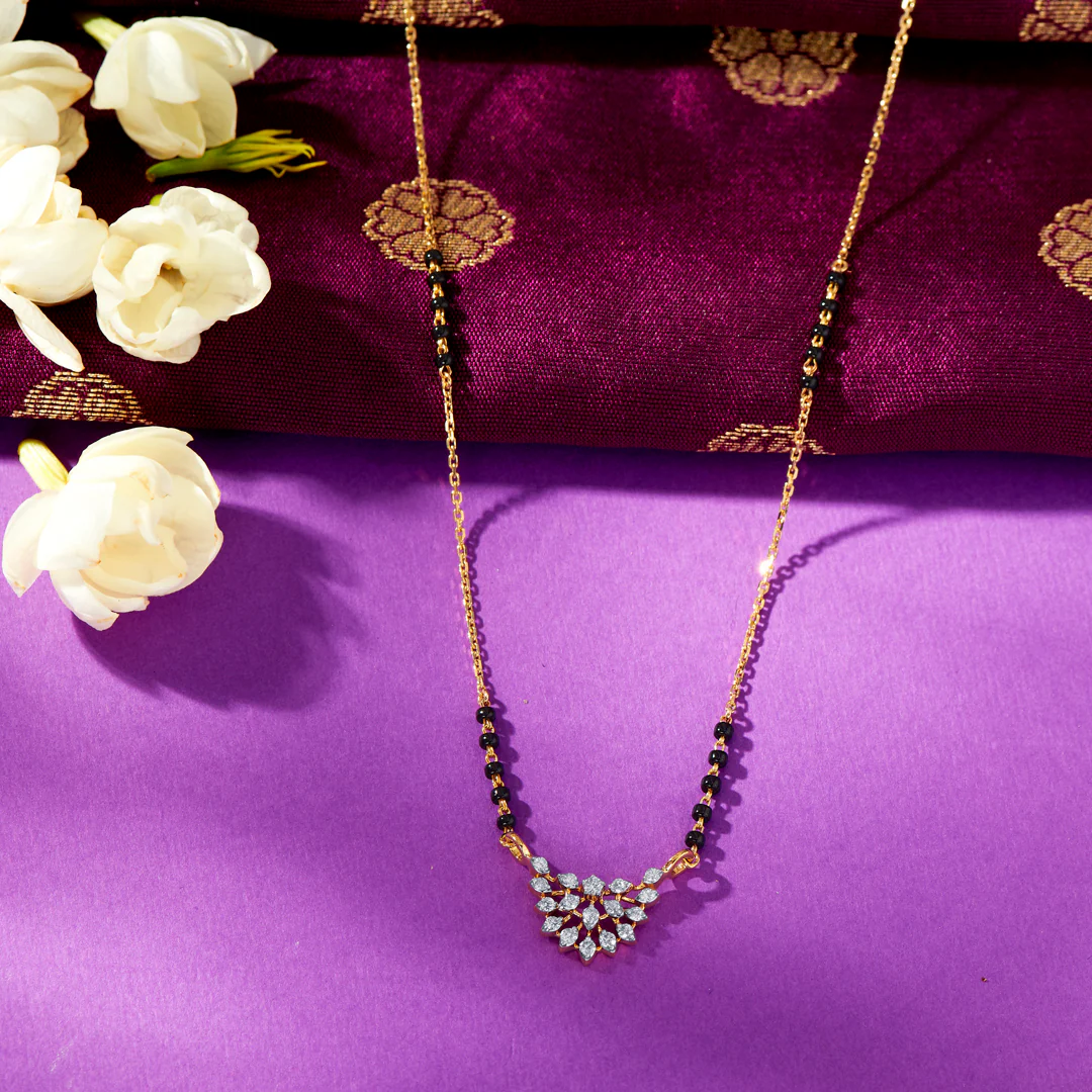 Whispering Orchid Gold & Diamond Modern Mangalsutra For Women
