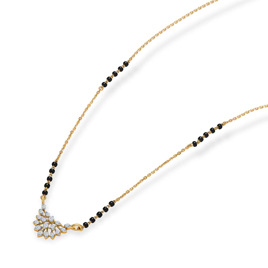Whispering Orchid Gold & Diamond Modern Mangalsutra For Women - Image 3