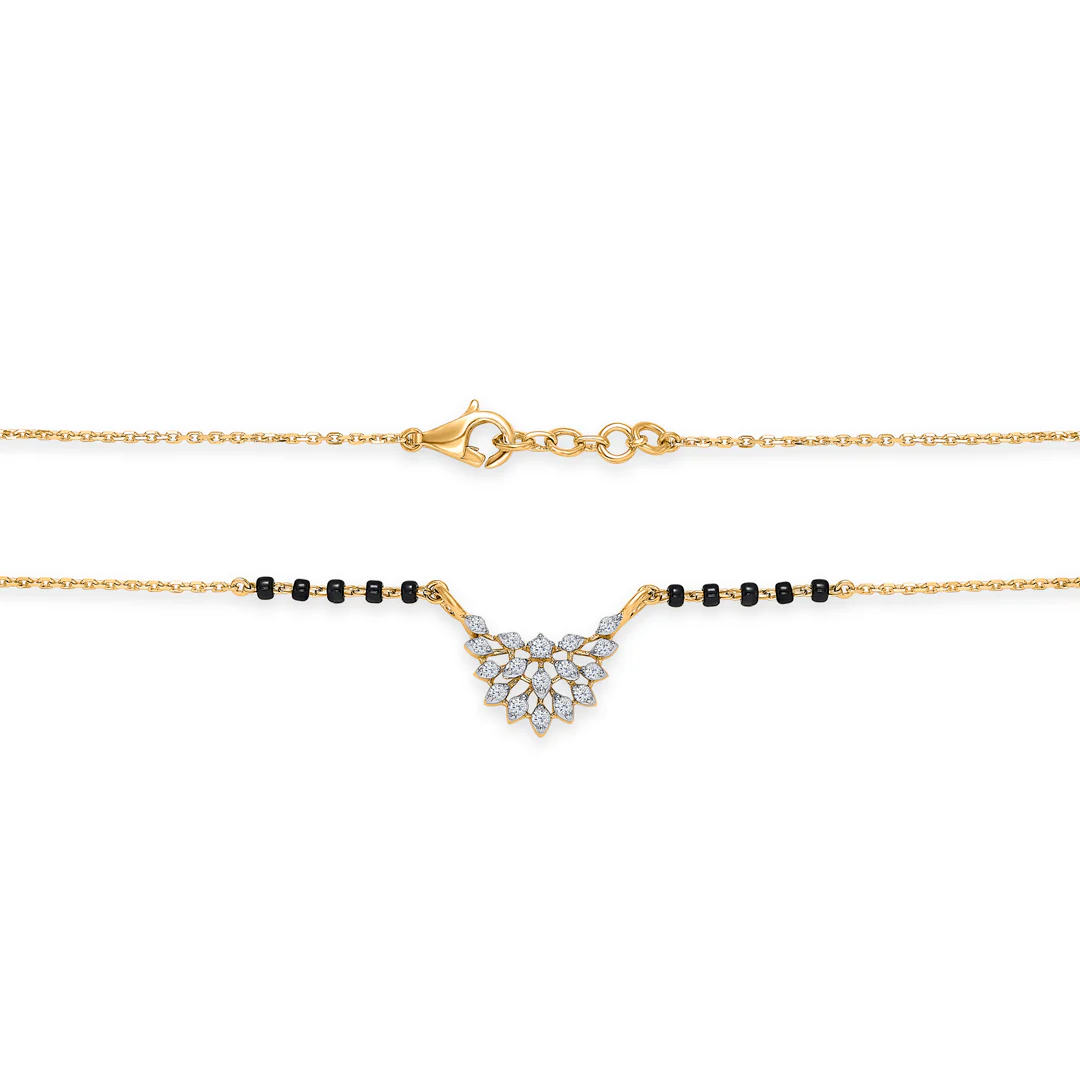 Whispering Orchid Gold & Diamond Modern Mangalsutra For Women - Image 4