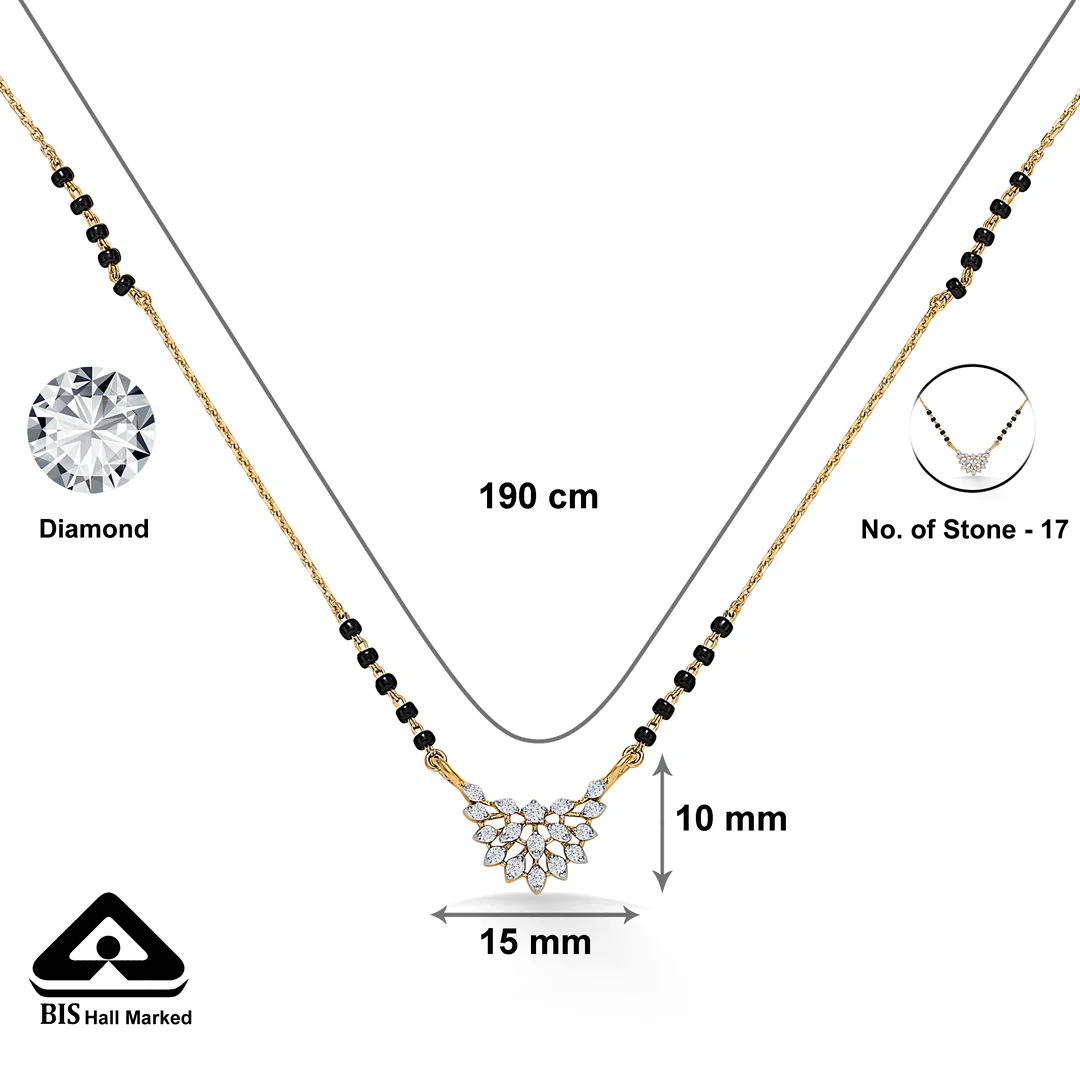 Whispering Orchid Gold & Diamond Modern Mangalsutra For Women - Image 5