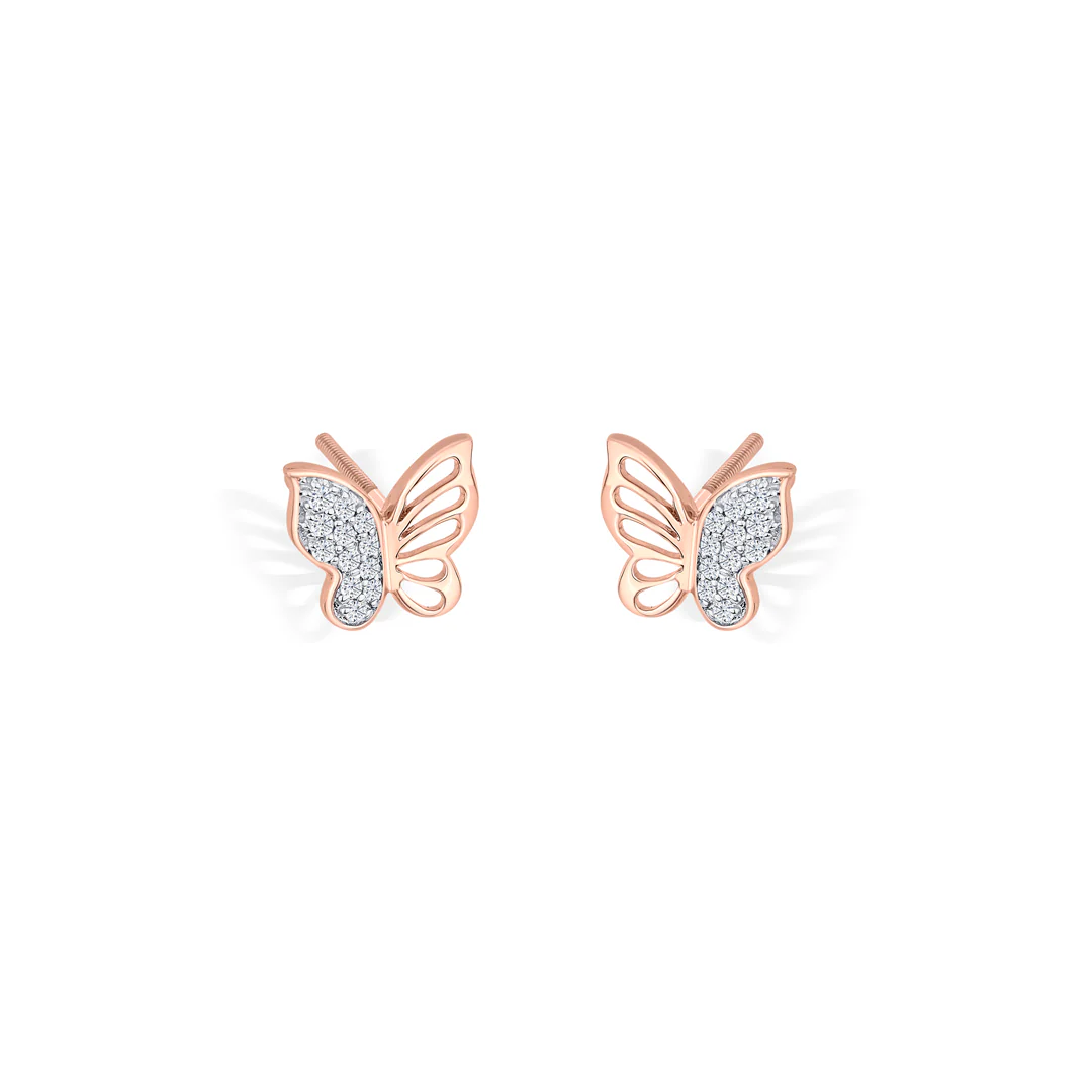 Wispwing Fly Rose Gold Stud Diamond Earring For Women - Image 3