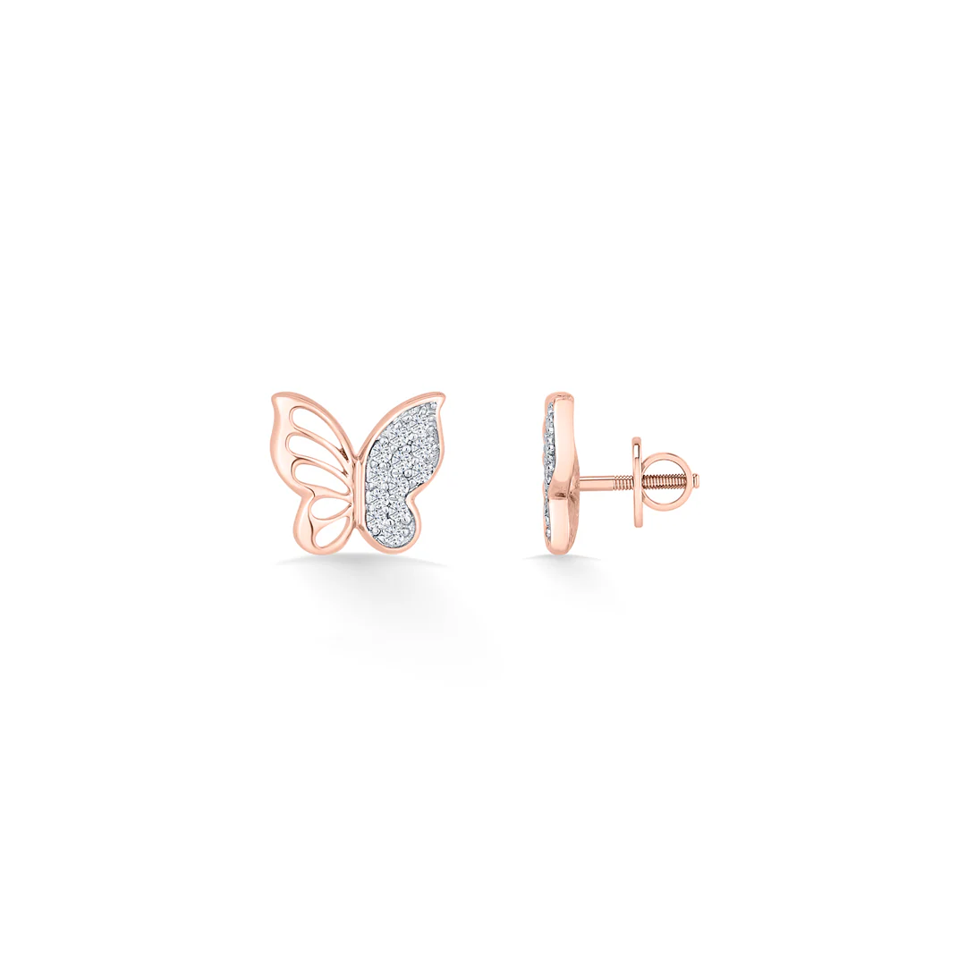 Wispwing Fly Rose Gold Stud Diamond Earring For Women - Image 4
