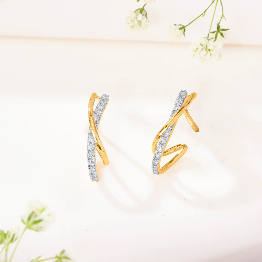 Xquisite Shine Gold & Diamond Hoops & Huggies Earring