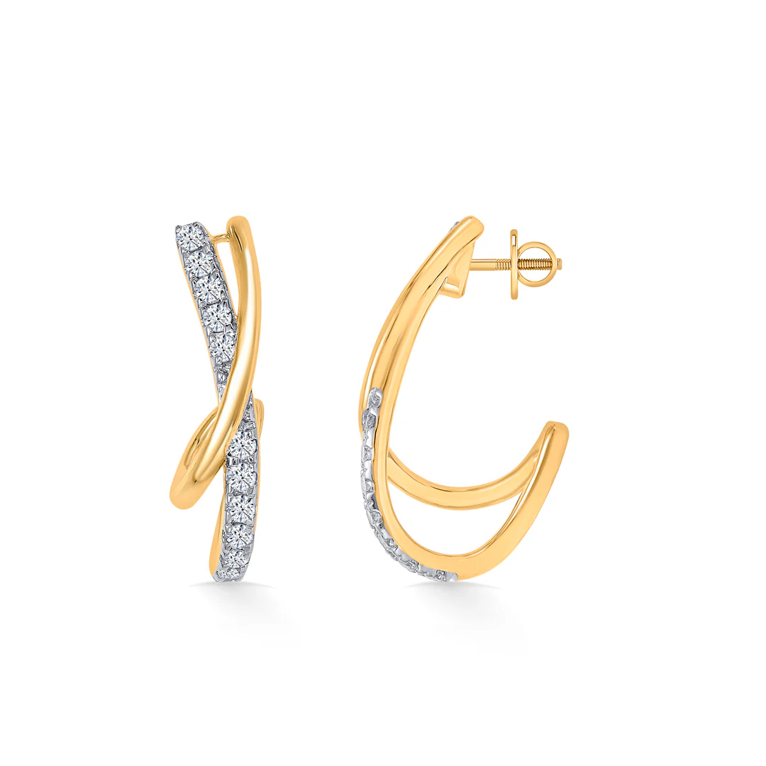 Xquisite Shine Gold & Diamond Hoops & Huggies Earring - Image 2