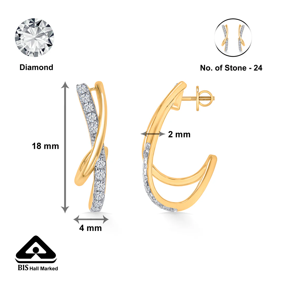 Xquisite Shine Gold & Diamond Hoops & Huggies Earring - Image 4