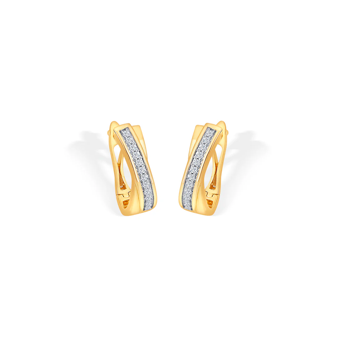 Xquisite Yellow Gold & Diamond Hoops & Huggies Earring - Image 3