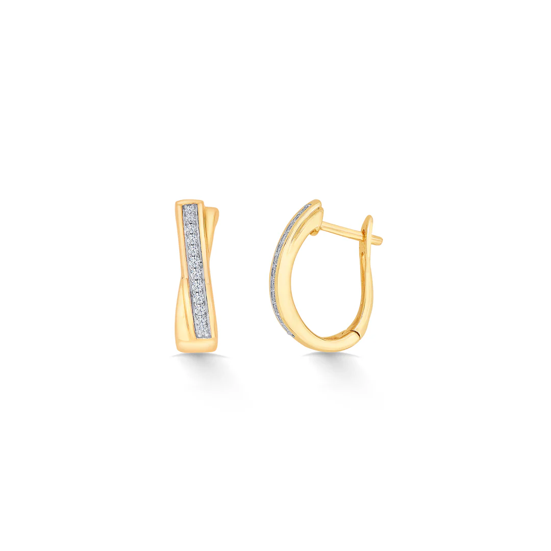 Xquisite Yellow Gold & Diamond Hoops & Huggies Earring - Image 4