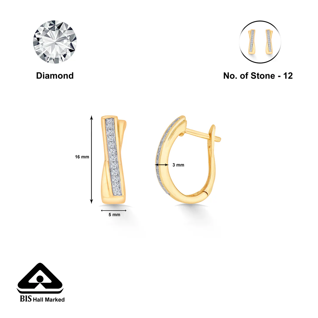 Xquisite Yellow Gold & Diamond Hoops & Huggies Earring - Image 5