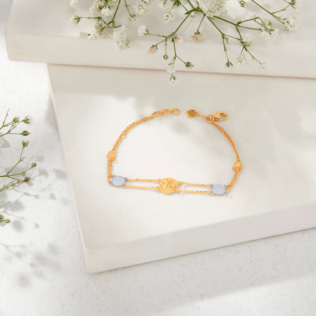 Zen Circle Yellow Gold Flexible Bracelet for Women