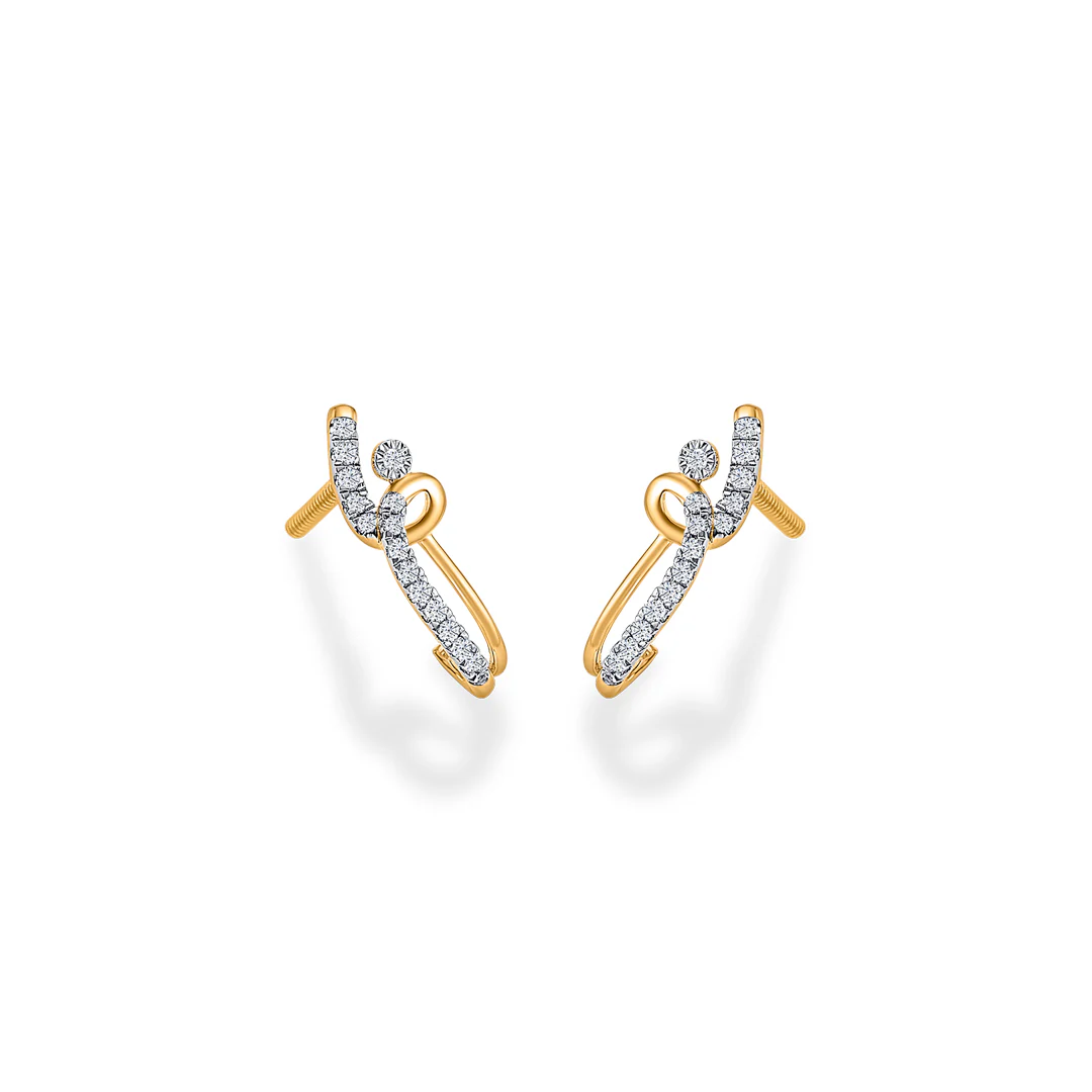 Zephyra Arc Gold & Diamond Hoops & Huggies Earring - Image 2