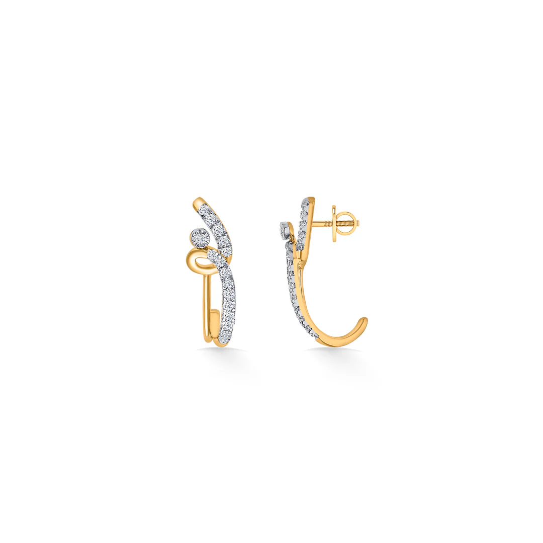 Zephyra Arc Gold & Diamond Hoops & Huggies Earring - Image 3
